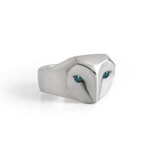 NEW Elina Gleizer | Owl Ring with Ocean Blue Diamonds